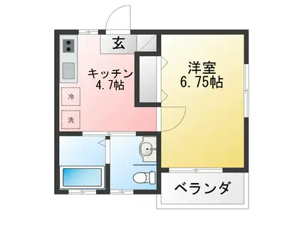 PARK NAKAHARA(1K/2階)の間取り写真