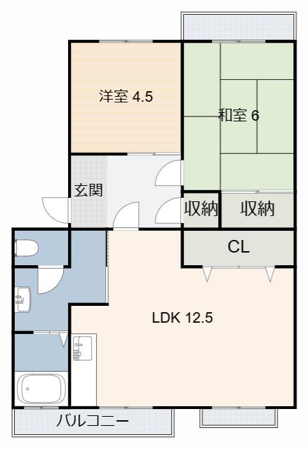 コーポ鳥山(2LDK/3階)の間取り写真