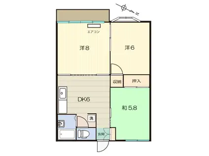 パレス船原(3DK/2階)の間取り写真