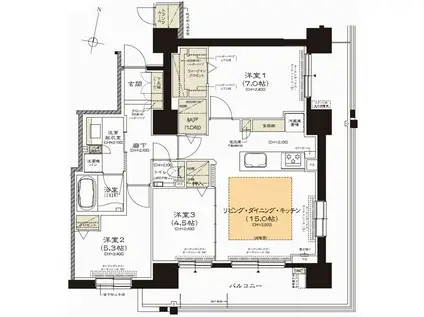 クリーンリバーフィネス札幌イーストスクエア(3LDK/3階)の間取り写真