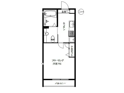 パウロニア99(1K/1階)の間取り写真