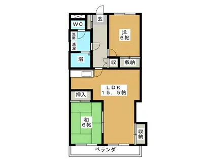 カームヤタ藤第三(2LDK/3階)の間取り写真