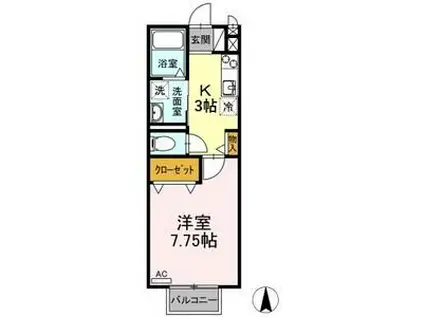 メイユールA(1K/2階)の間取り写真