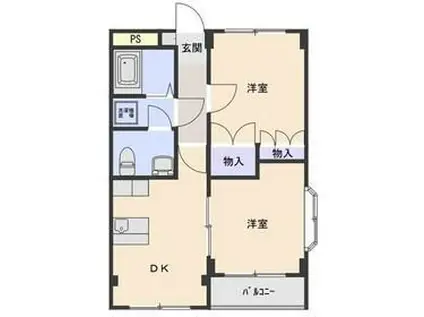 ドルフィン高井(2DK/2階)の間取り写真