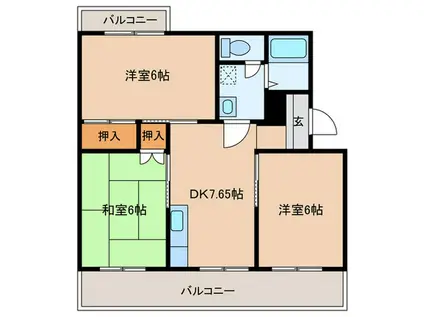 梅町ビル(3DK/1階)の間取り写真