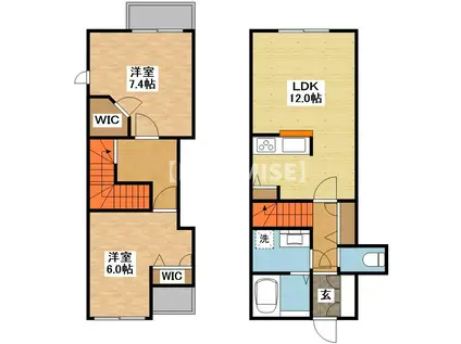 デ・クメール南山手(2LDK/1階)の間取り写真