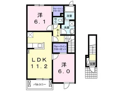 ネクサス弐番館(2LDK/2階)の間取り写真