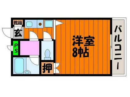 プリメゾン岡山南方(1K/2階)の間取り写真