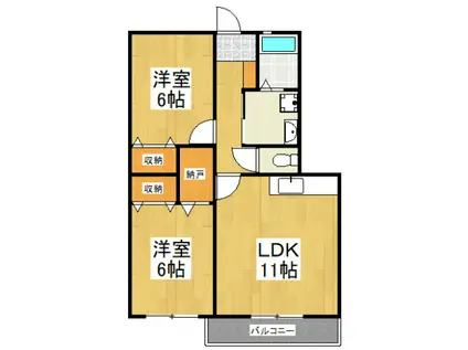 ル・ヌーヴェ・セリオI(2LDK/3階)の間取り写真