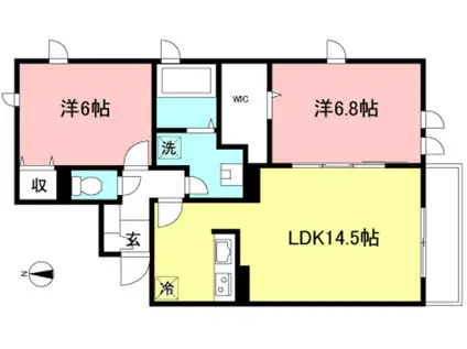 シャルムB棟(2LDK/3階)の間取り写真