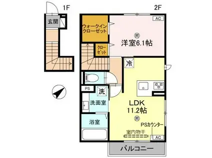 AMULETTE NEXIA COURTアミュレット・ネクシアコート(1LDK/2階)の間取り写真