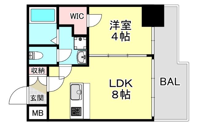 ブエナビスタ神戸イースト(1LDK/8階)の間取り写真