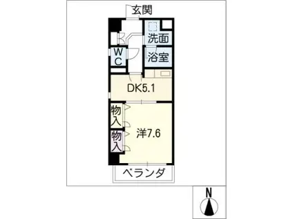 タウン清住(1DK/4階)の間取り写真
