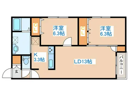 トレ クアトロ(2LDK/1階)の間取り写真