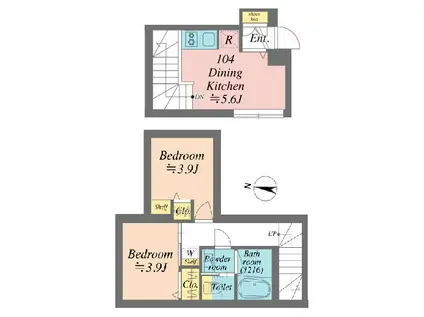 GRANDE SHAKUJIIDAI(2DK/1階)の間取り写真