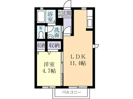 サニークローバーII(1LDK/1階)の間取り写真