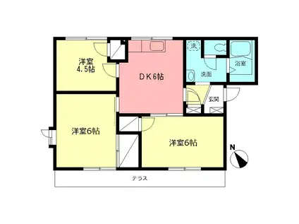 サンヴィレッジI(3DK/1階)の間取り写真