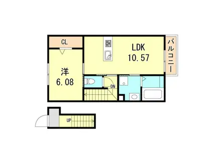 NTRエステート大久保(1LDK/2階)の間取り写真