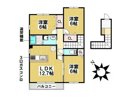 グランハイム B棟(3LDK/2階)の間取り写真