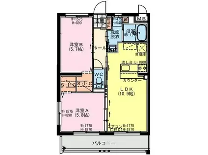GREEN TERRACE TOSHIMI(2LDK/4階)の間取り写真