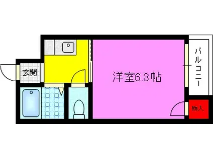 ハギカハイツ(ワンルーム/3階)の間取り写真