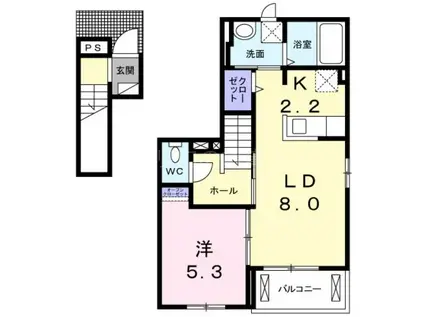 リバーサイド川崎大師 VI(1LDK/2階)の間取り写真