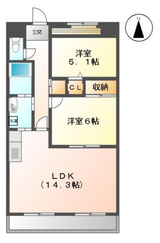 SERENOHARA(2LDK/1階)の間取り写真