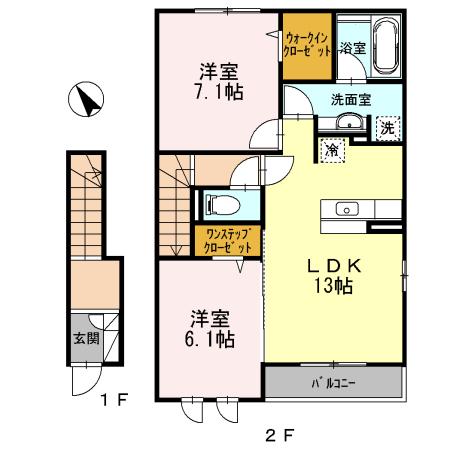 BELLE FAMILLE(2LDK/2階)の間取り写真
