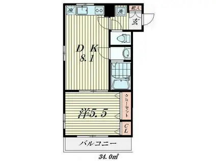 エクセルメゾンミナモト(1DK/1階)の間取り写真