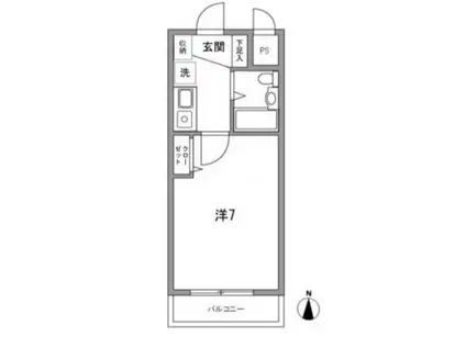 イーストコートS(1K/2階)の間取り写真