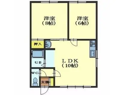ラ・クール日吉(2LDK/2階)の間取り写真