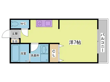 ドミール北鈴(1K/2階)の間取り写真