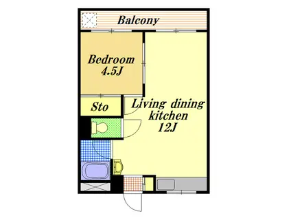 マンション吉岡(1LDK/3階)の間取り写真