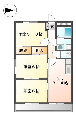 エスぺランス光(3DK/2階)の間取り写真