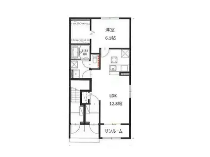 ブラウン マリーナ(1LDK/1階)の間取り写真