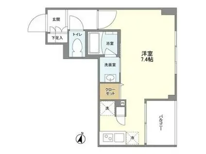 MAハイツ茗荷谷(ワンルーム/2階)の間取り写真