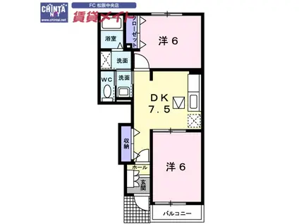 ポン・プラータ A(2DK/1階)の間取り写真