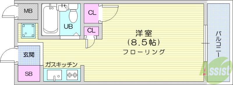 メゾン・ド・ポルカ(ワンルーム/2階)の間取り写真