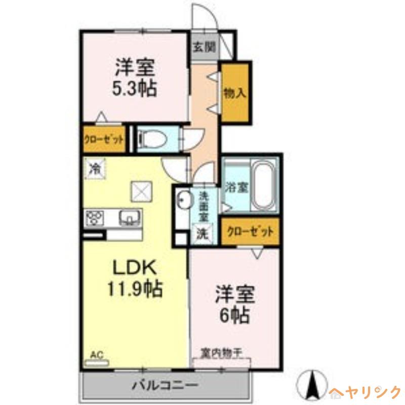 コゥジィーコート(2LDK/1階)の間取り写真