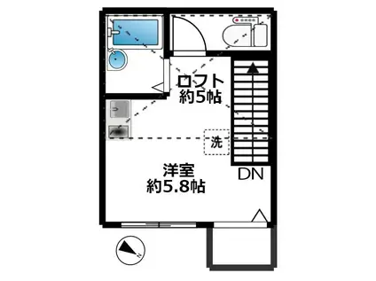 SOL REIWA十条(ワンルーム/2階)の間取り写真