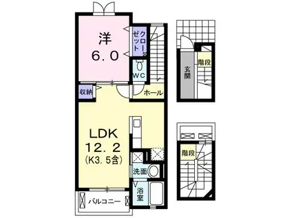 ルレエシャトーII(1LDK/3階)の間取り写真