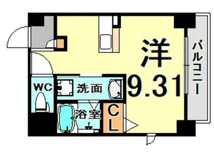 ラ・カーサフェリーチェ阪神尼崎(ワンルーム/4階)の間取り写真