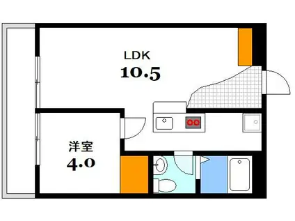 第2コーポ大場(1LDK/3階)の間取り写真