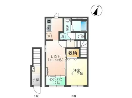 グラーノ(1LDK/2階)の間取り写真