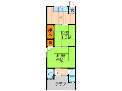 佐賀マンション(2K/1階)の間取り写真