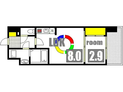 LIVECASA鶴見町(1LDK/2階)の間取り写真