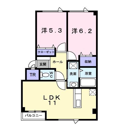 アヴェニール(2LDK/2階)の間取り写真