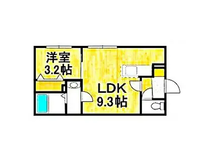 マリオットFビレッジ(1LDK/2階)の間取り写真