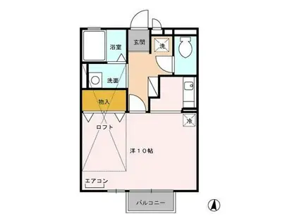 シャルム(ワンルーム/2階)の間取り写真