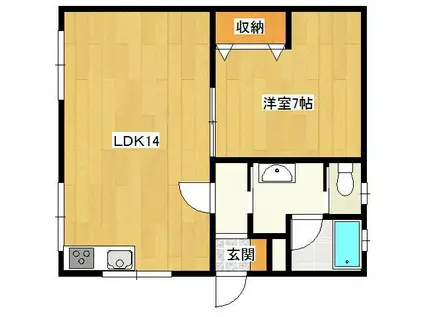 〇アクセスコートA棟(1LDK/1階)の間取り写真